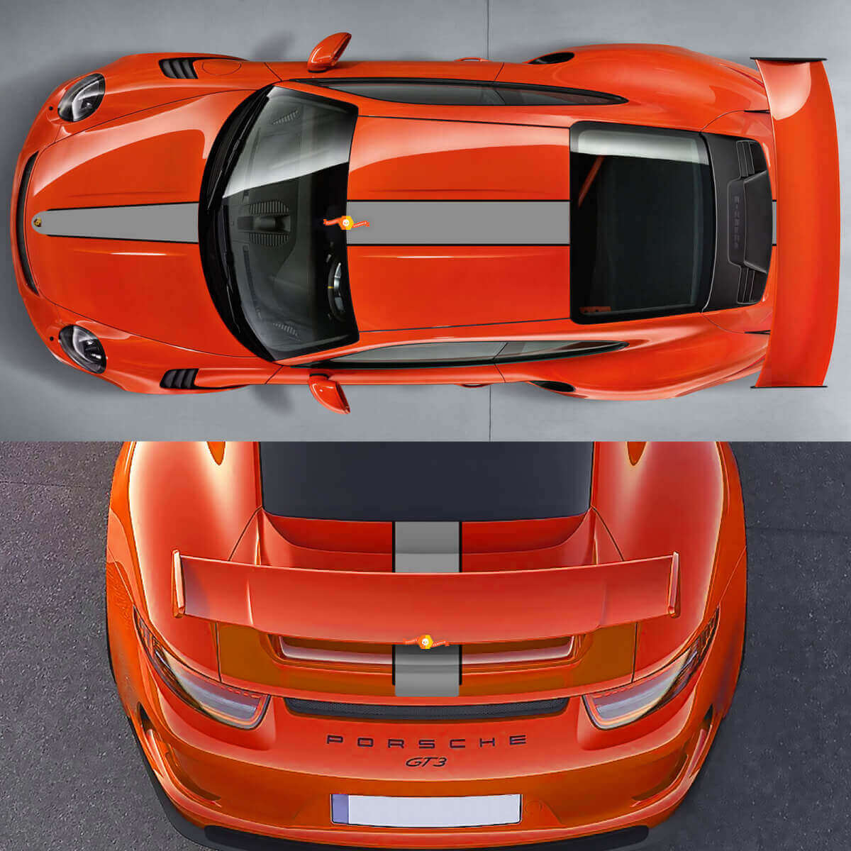 Kit d'autocollants vinyle bandes de course supérieures pour Porsche 911 GT3