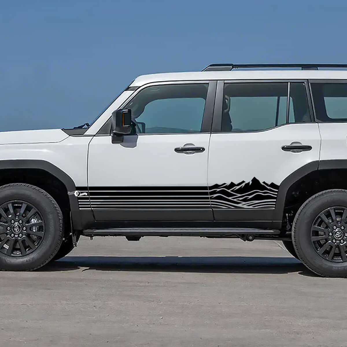 Toyota Land Cruiser Side Rocker Panel Montagnes Rayures Décalcomanies Graphiques en Vinyle 2

