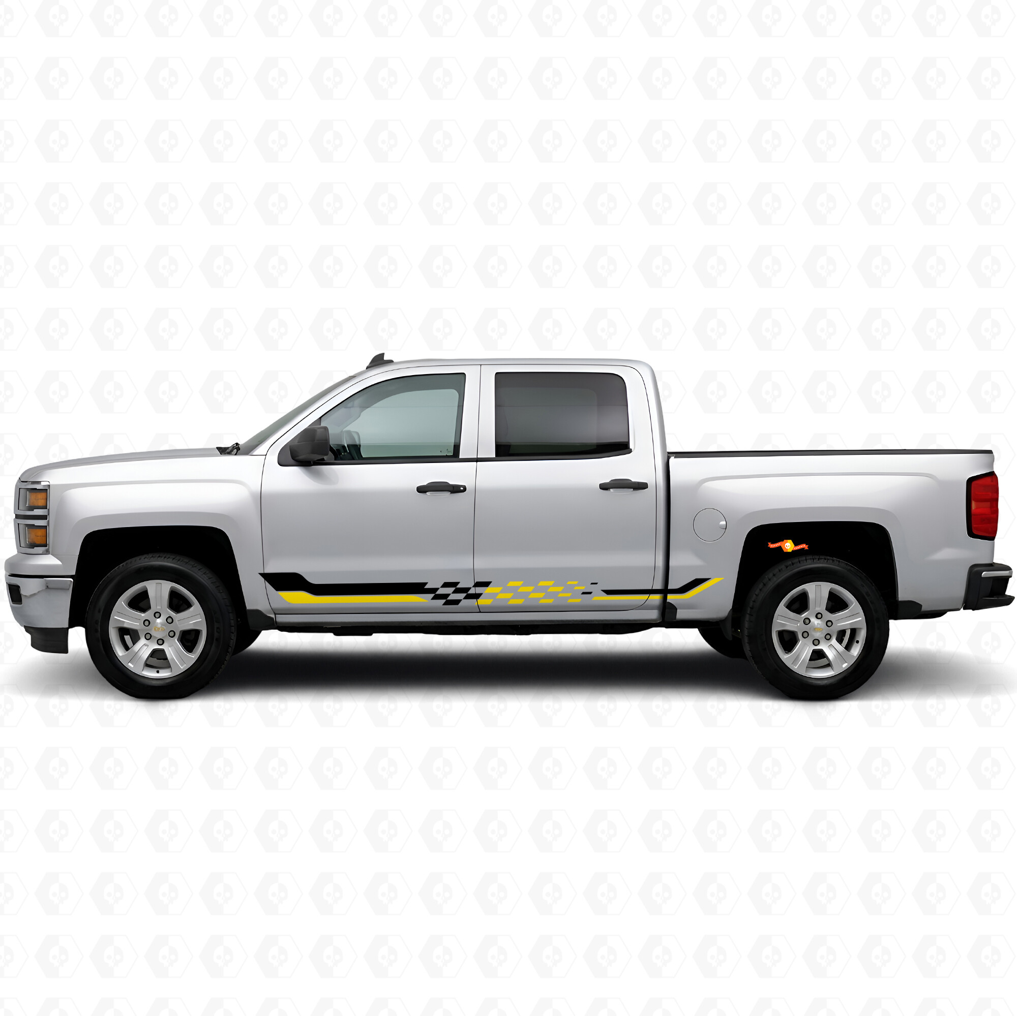 Bandes vinyles damier pour porte et bas de caisse Chevrolet Silverado 1500 K2XX 2014-2019