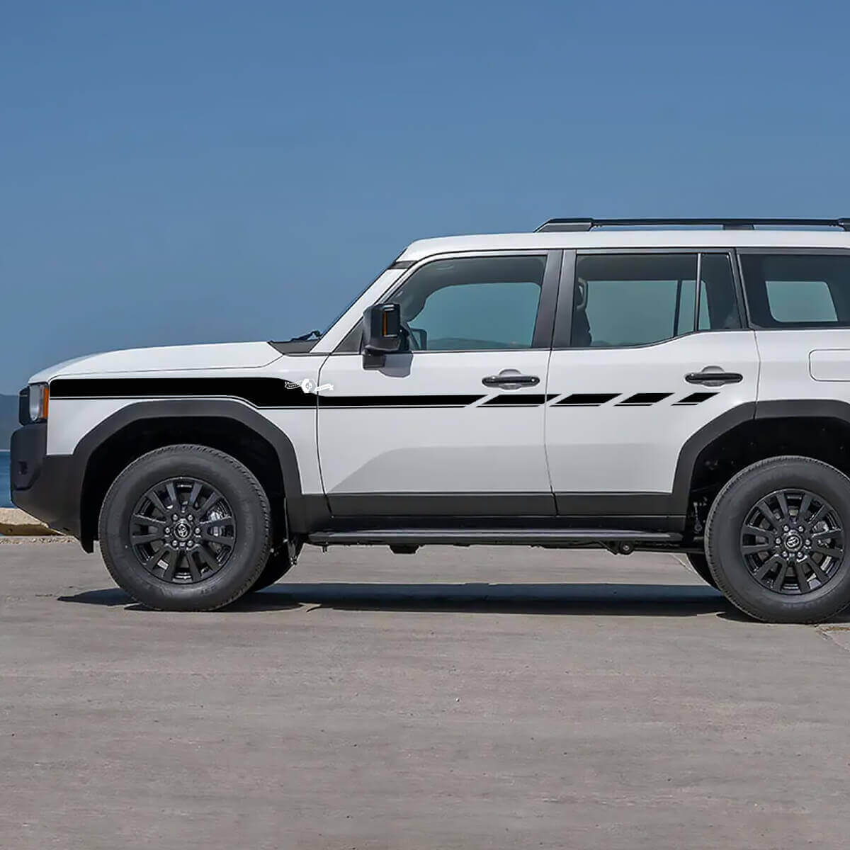 Autocollants en vinyle décoratifs à rayures damier pour portes latérales pour Toyota Land Cruiser
