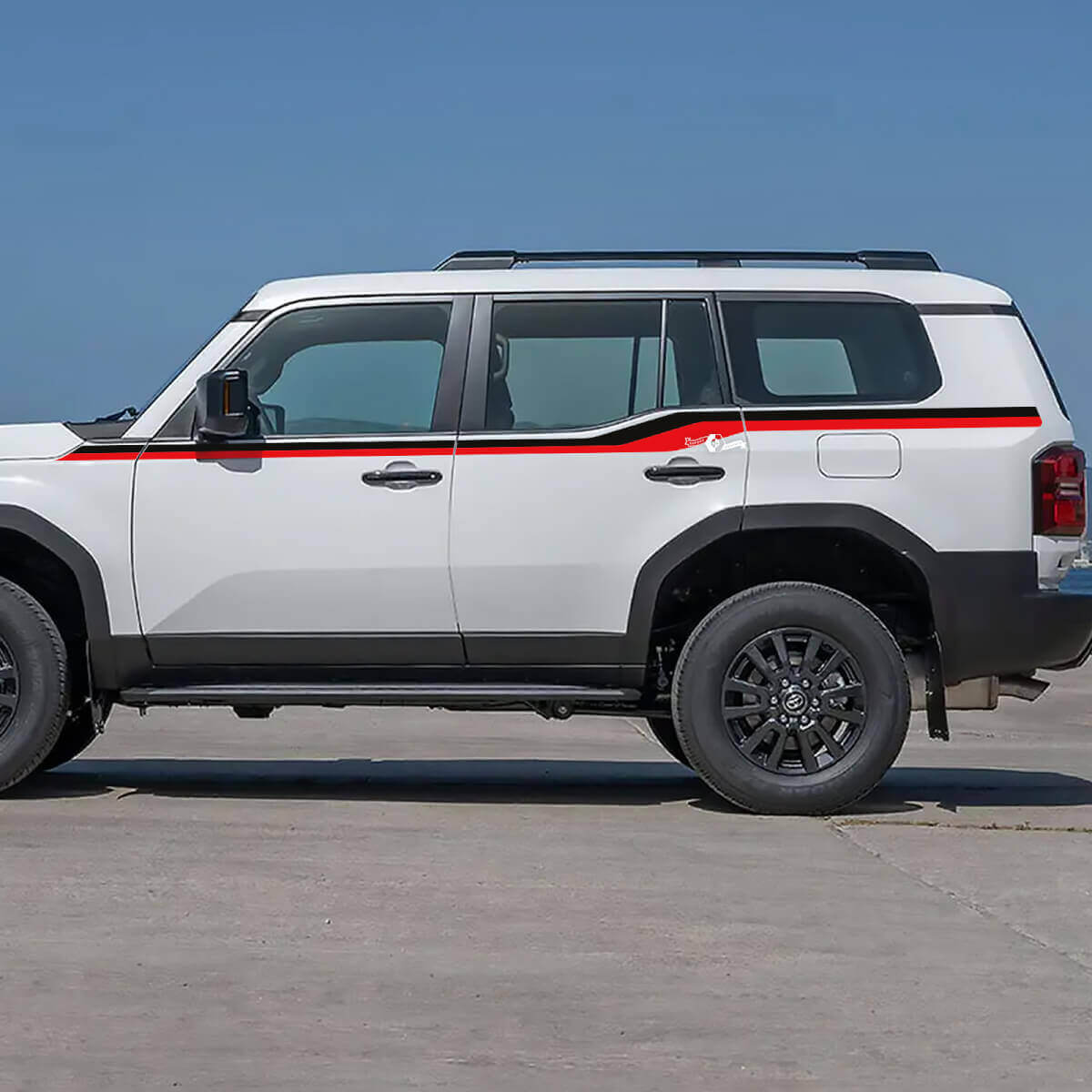 Bandes d'accentuation des portes latérales Toyota Land Cruiser Autocollants en vinyle Graphique 2 couleurs
