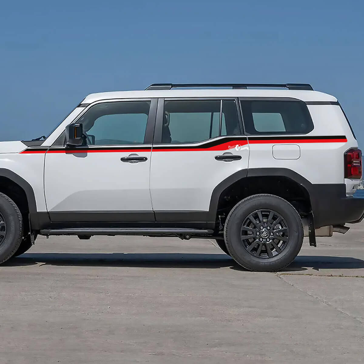 Bandes d'accentuation des portes latérales Toyota Land Cruiser Autocollants en vinyle Graphique 2 couleurs
