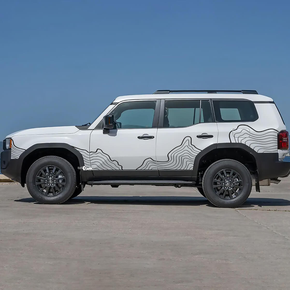 Toyota Land Cruiser Portes latérales Carte topographique Autocollants en vinyle Graphique
