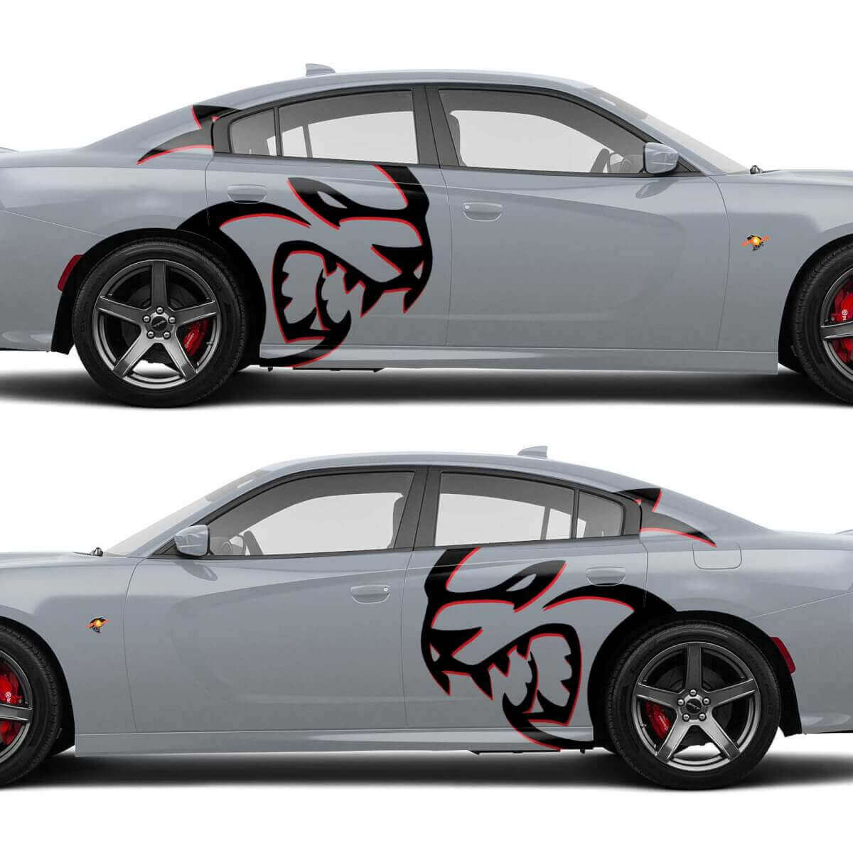 Énormes autocollants latéraux Hellcat en deux couleurs pour Dodge Challenger ou Charger
