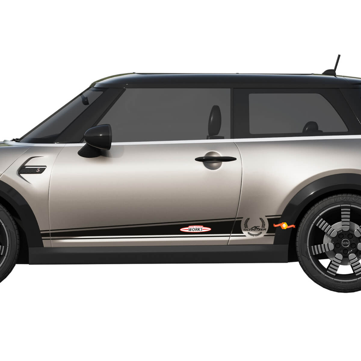 Autocollant Latéral en Vinyle à Bandes John Cooper Works AC Schnitzer pour MINI Cooper