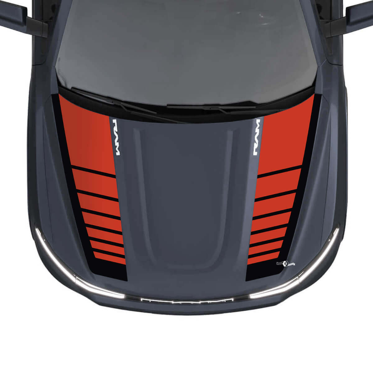 Bandes de capot pour Dodge RAM 1500 REV, autocollants graphiques en vinyle 2
