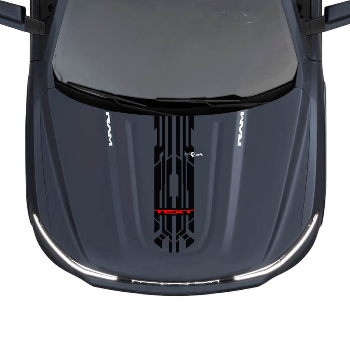 Autocollants Vinyle Bandes Courtes Capot Custom Style Techno pour Dodge Ram 1500 REV