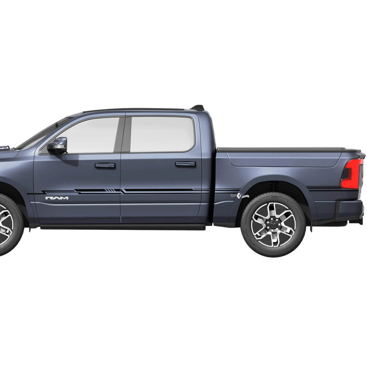 Autocollants latéraux en vinyle à rayures graphiques Dodge RAM 1500 REV 2
