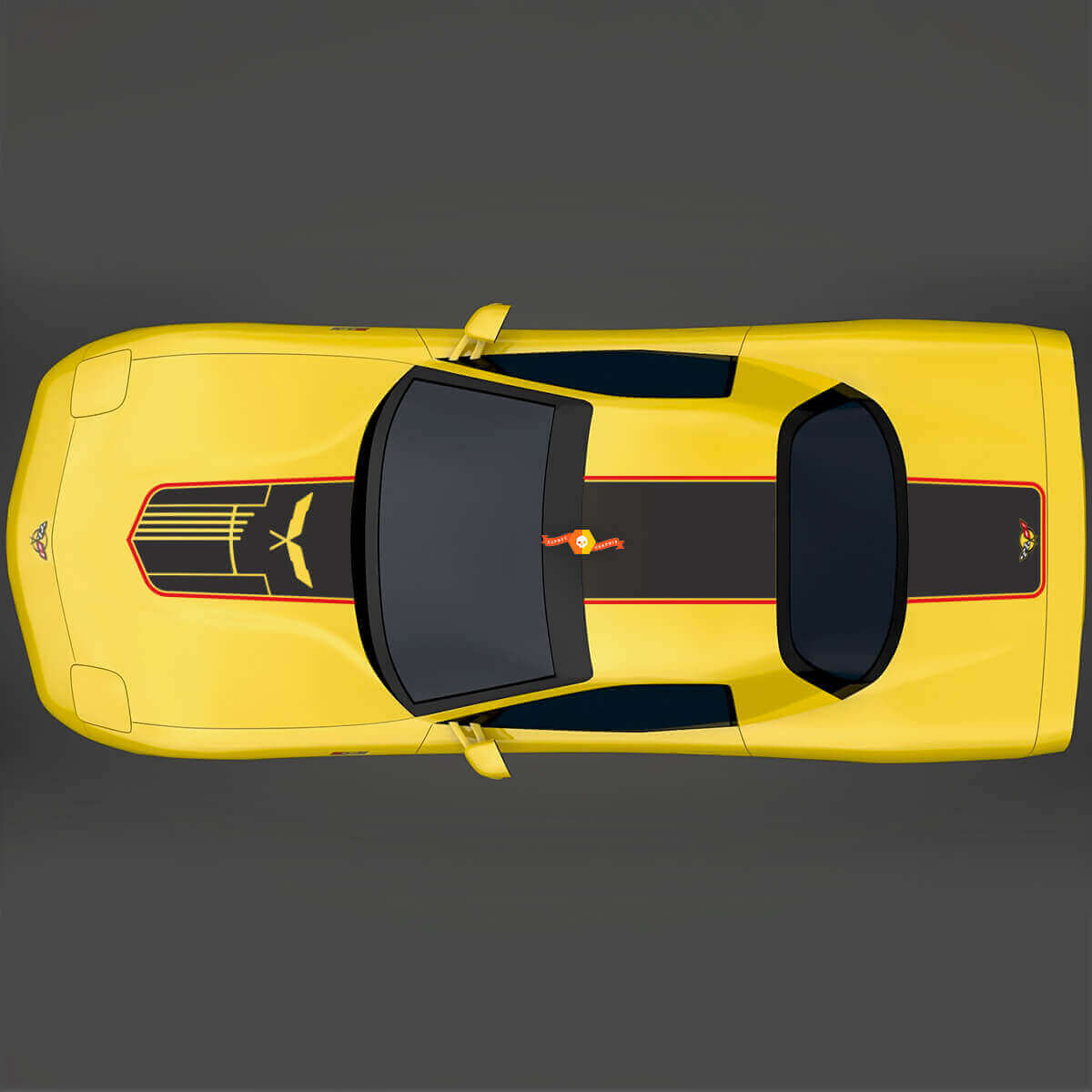 Kit de décalcomanies en vinyle rayures capot toit coffre style Jake Skull pour Chevy Corvette C5