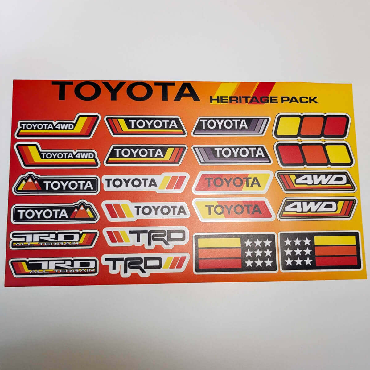 Pack d'autocollants vinyle style TRD Heritage rétro 4x4 Toyota
