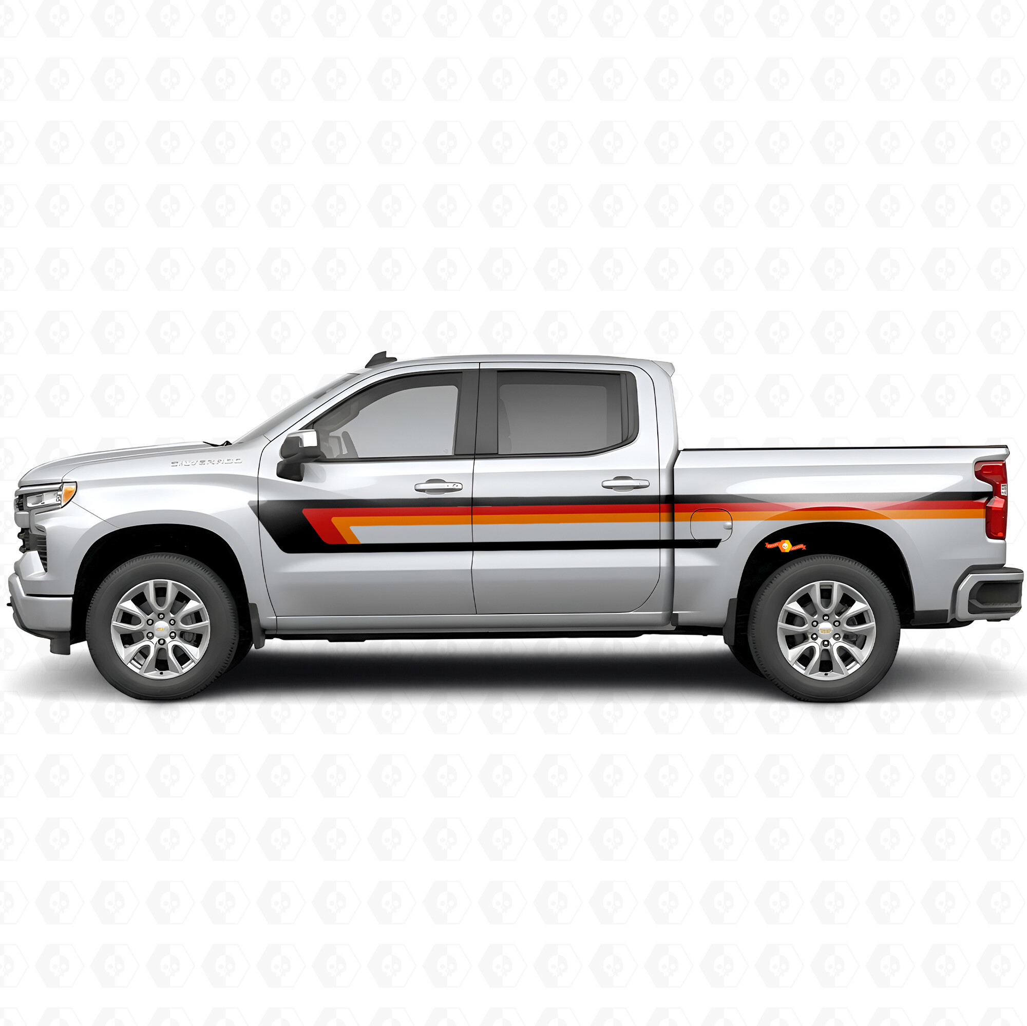 Bandeaux vinyle rétro supérieurs pour ligne de ceinture de porte et côté de caisse pour Chevrolet Silverado 1500 T1XX 2019-2026