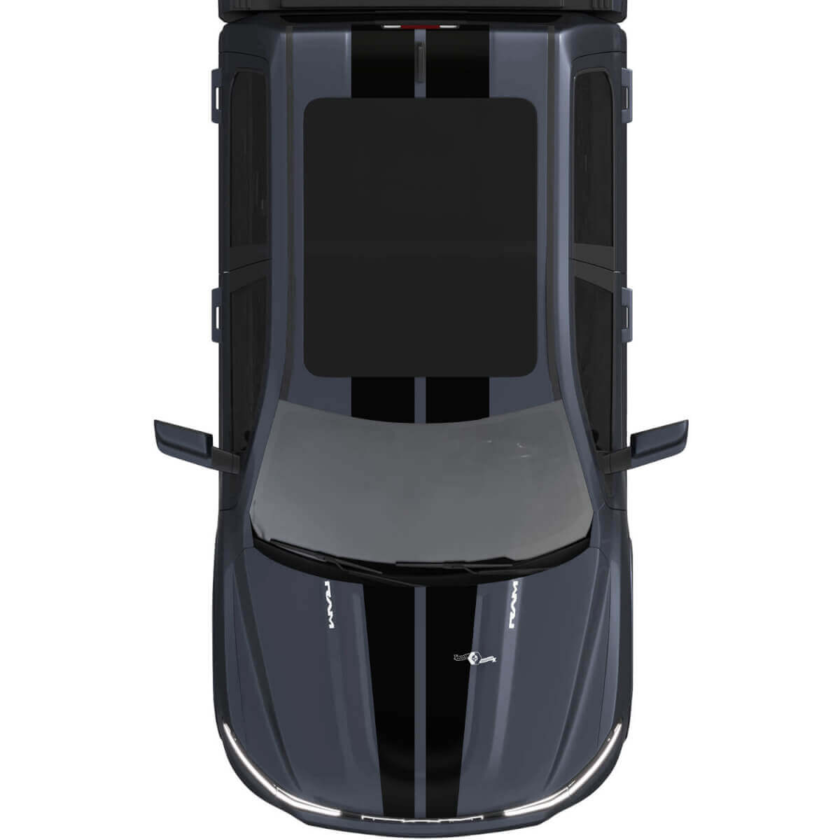 Capot et toit double bandes centrales pour Dodge RAM 1500 REV autocollants en vinyle autocollants graphiques
