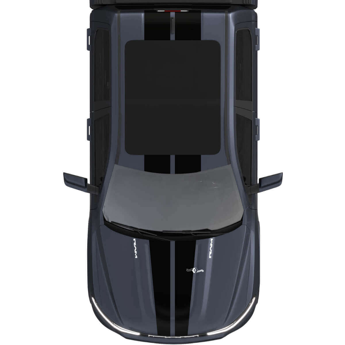 Capot et toit double bandes centrales pour Dodge RAM 1500 REV autocollants en vinyle autocollants graphiques
