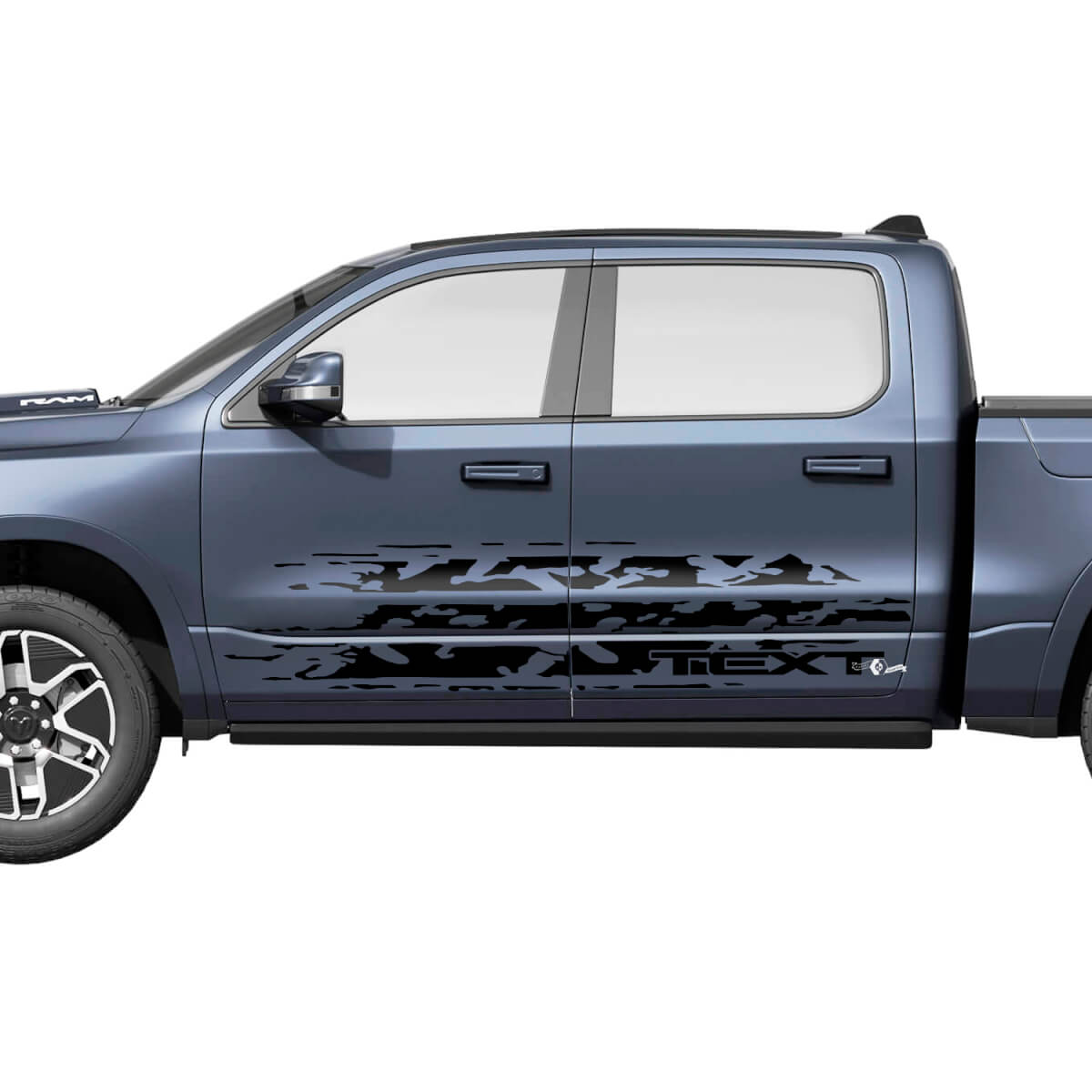 Kit de décalcomanies latérales en vinyle style usé pour Dodge Ram 1500 REV