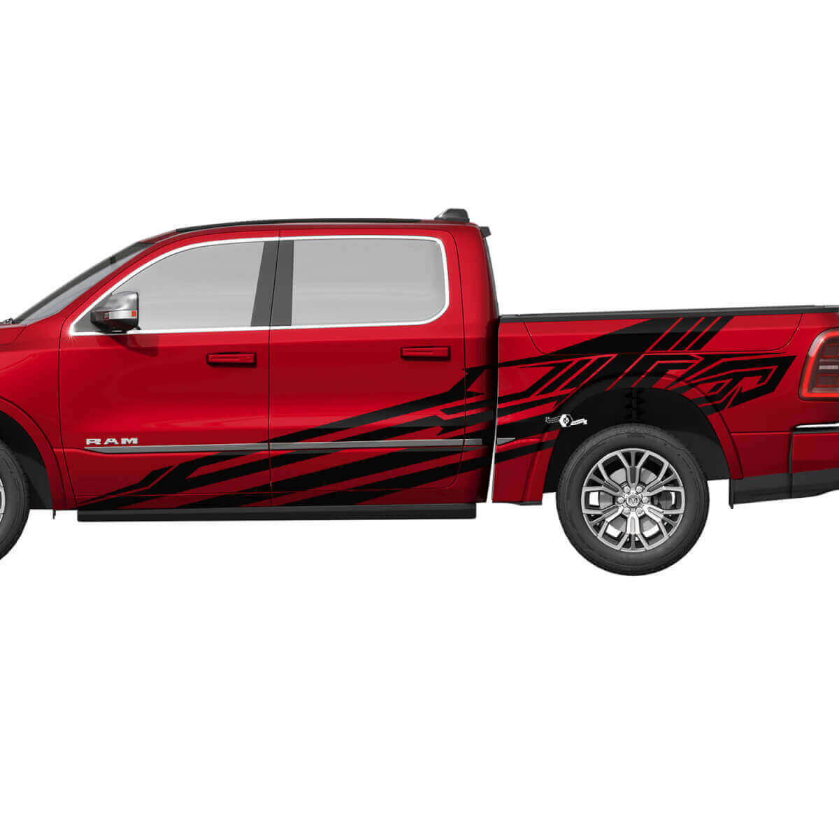 Autocollants Vinyle Graphiques Géométriques Portes Latérales du Lit pour Dodge Ram 1500 Tungstène