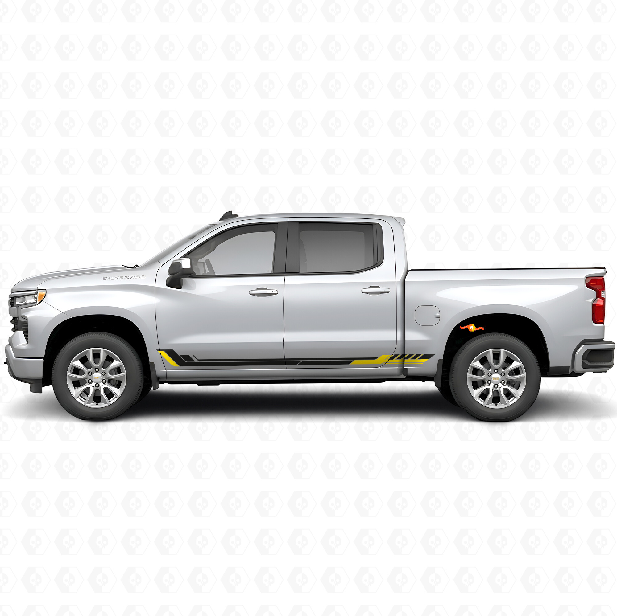 Bandes Vinyles Racing Line pour Portières et Bas de Caisses Chevrolet Silverado 1500 T1XX 2019-2026