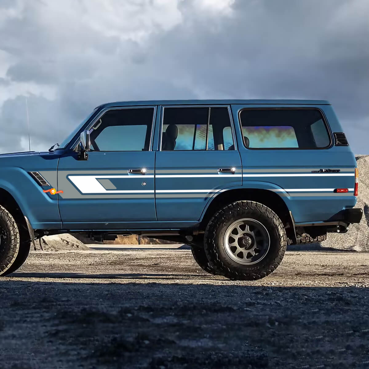 Autocollants en vinyle à rayures rétro pour portes latérales, autocollants pour Toyota Land Cruiser 1988
