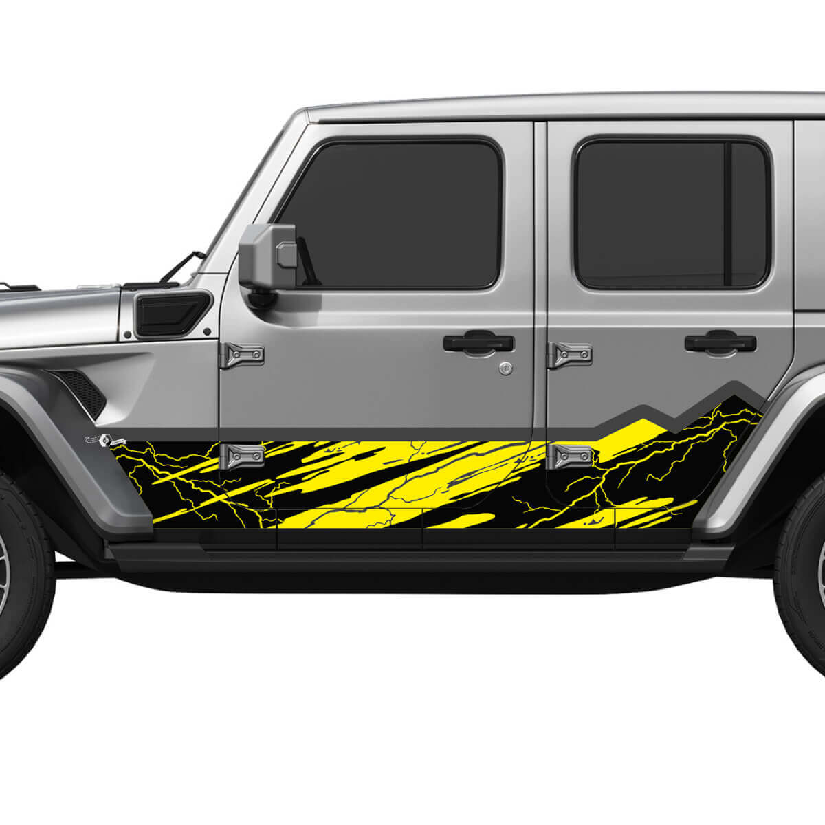 Autocollant vinyle pour portes latérales Wrap Side Lightning Mountains Camo pour Jeep Wrangler
