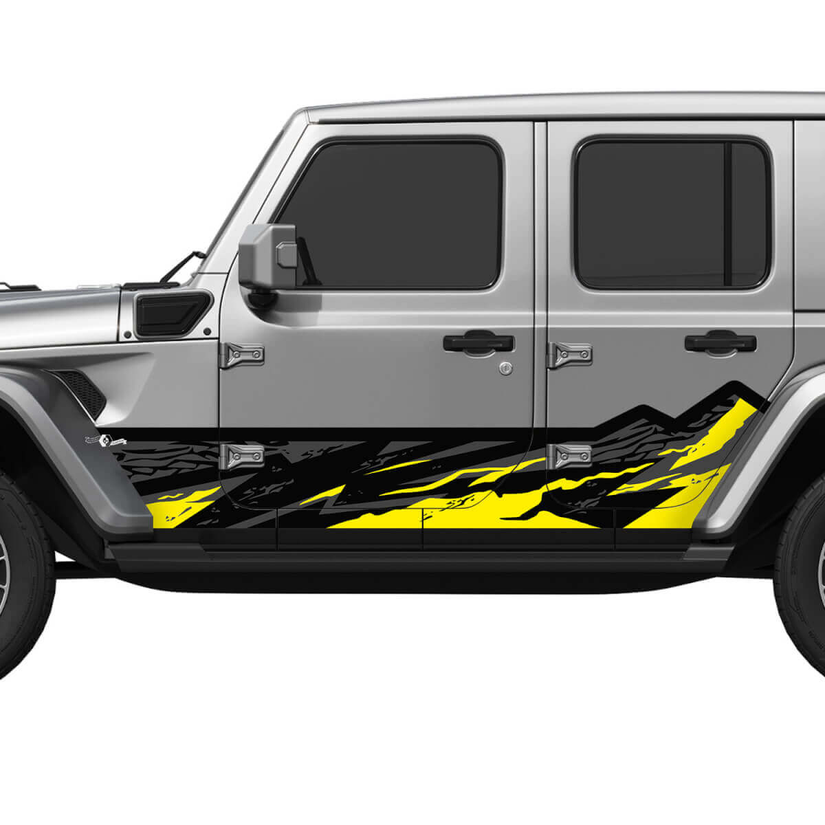 Autocollant vinyle pour portes latérales de Jeep Wrangler - Motif Camo Mountains Splash Wrap
