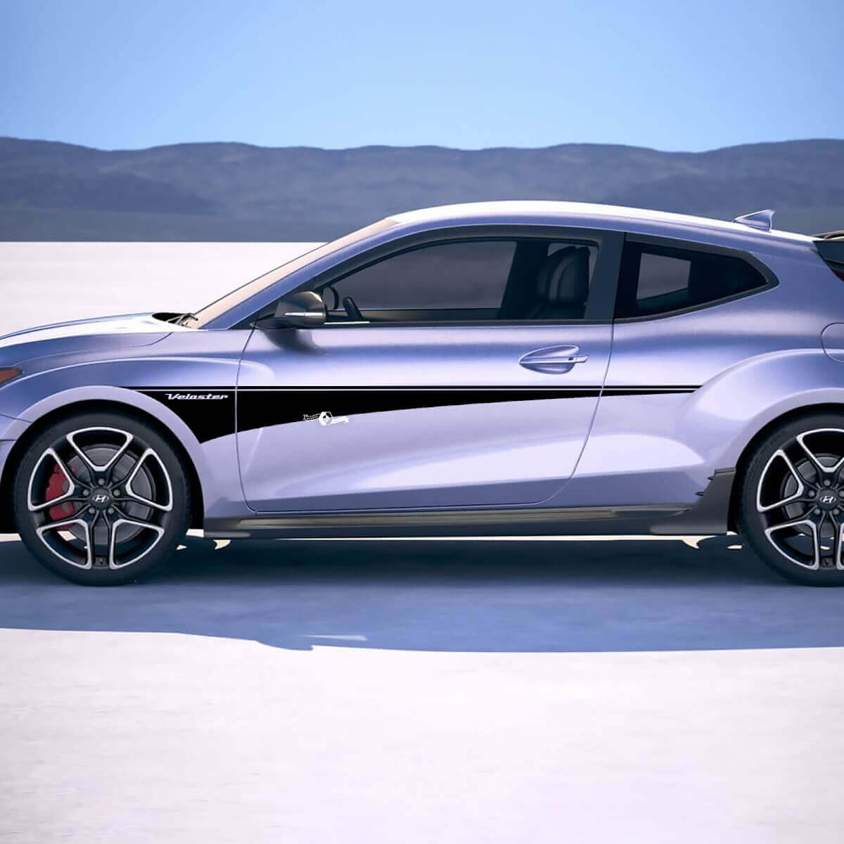 2x portes de basculement côté rocker rayures en vinyle autocollants de décalage ajustement à Hyundai Veloster
