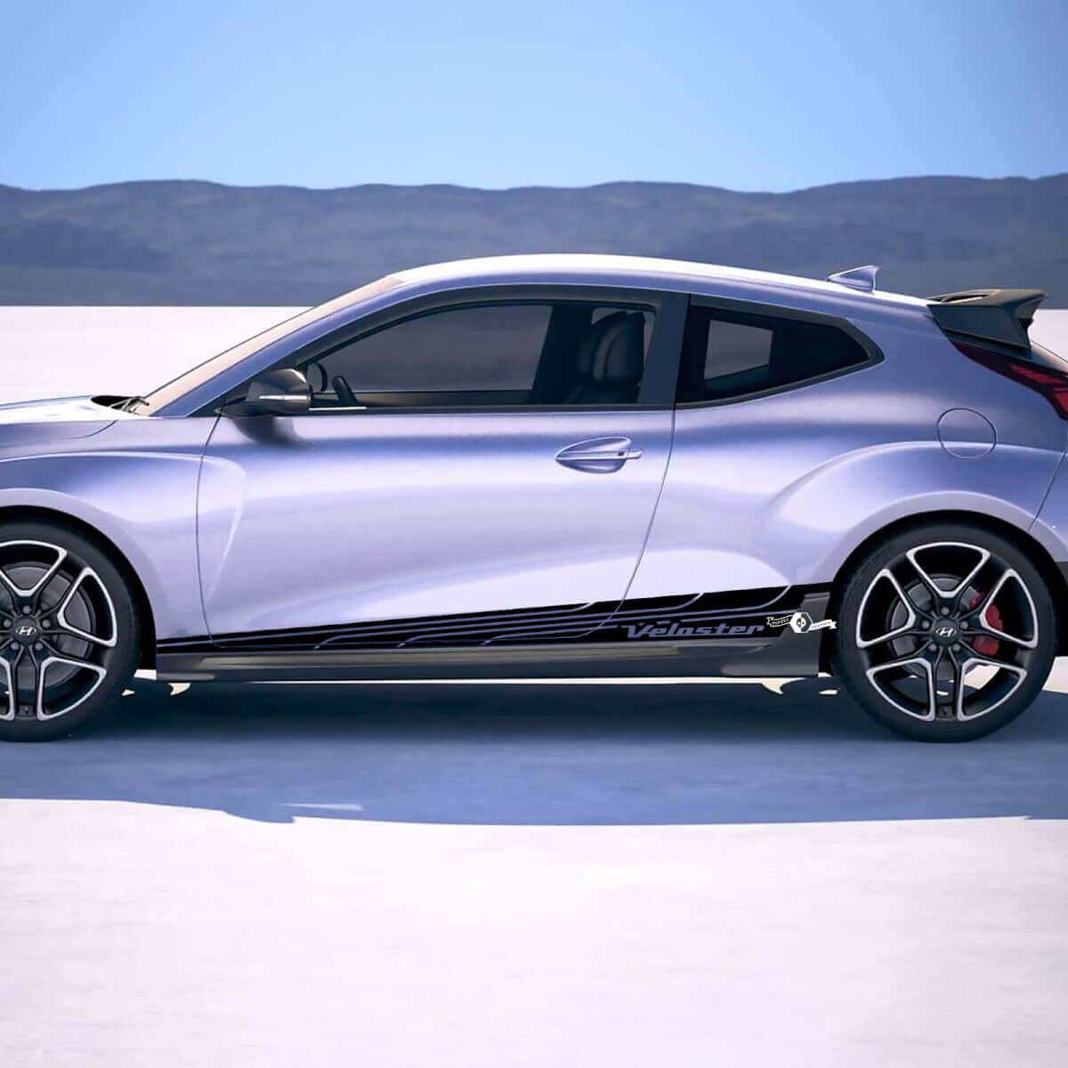 2x portes côté ailes de course rayures en vinyle autocollants autocollants ajustement à Hyundai Veloster
