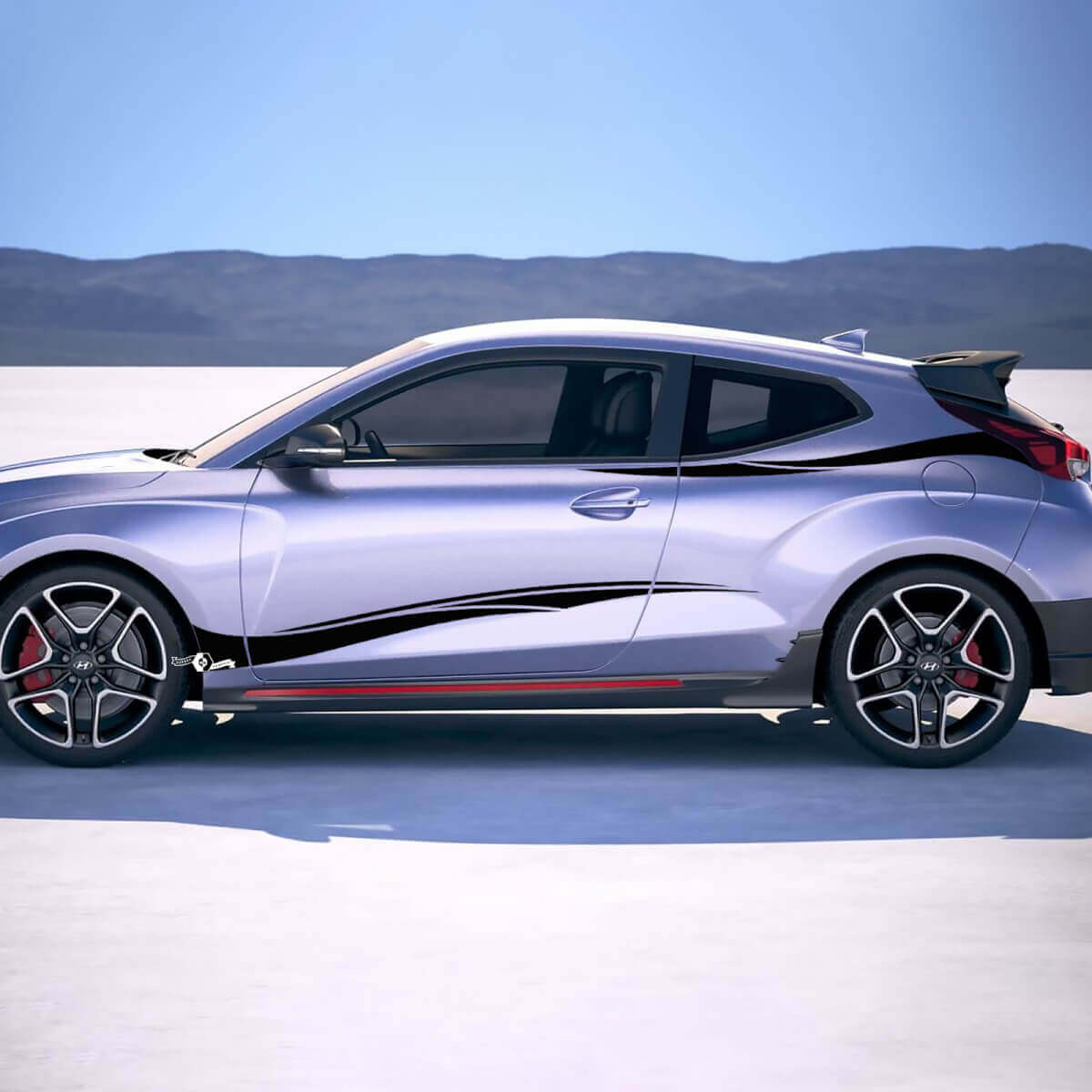 2x portes côté tribale de course tribale autocollants en vinyle autocollants ajustement à Hyundai Veloster
