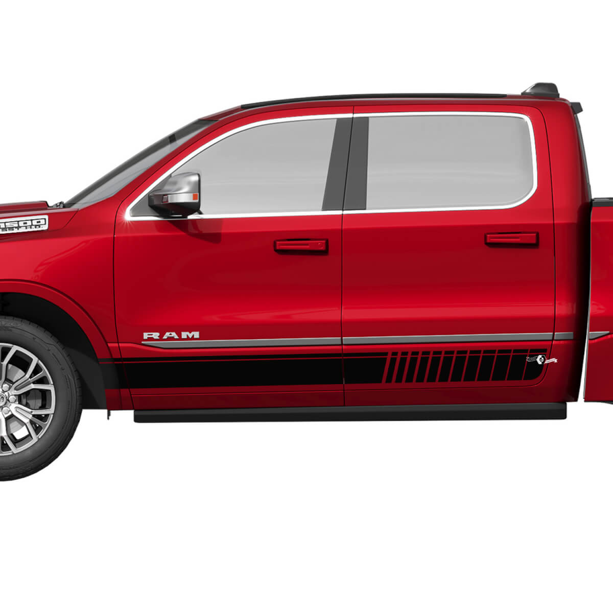 Stripes du panneau de bascule latérale Stickers de décalage en vinyle Graphiques pour Dodge Ram 1500

