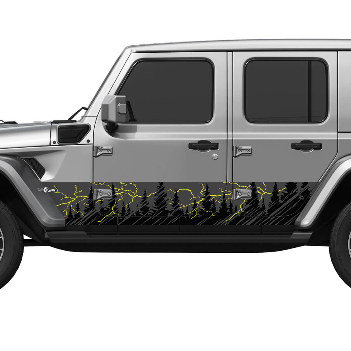 Montagnes Arbres Lightning Splash Wrap côté portes latérales en vinyle autocollant ajuster Jeep Wrangler
