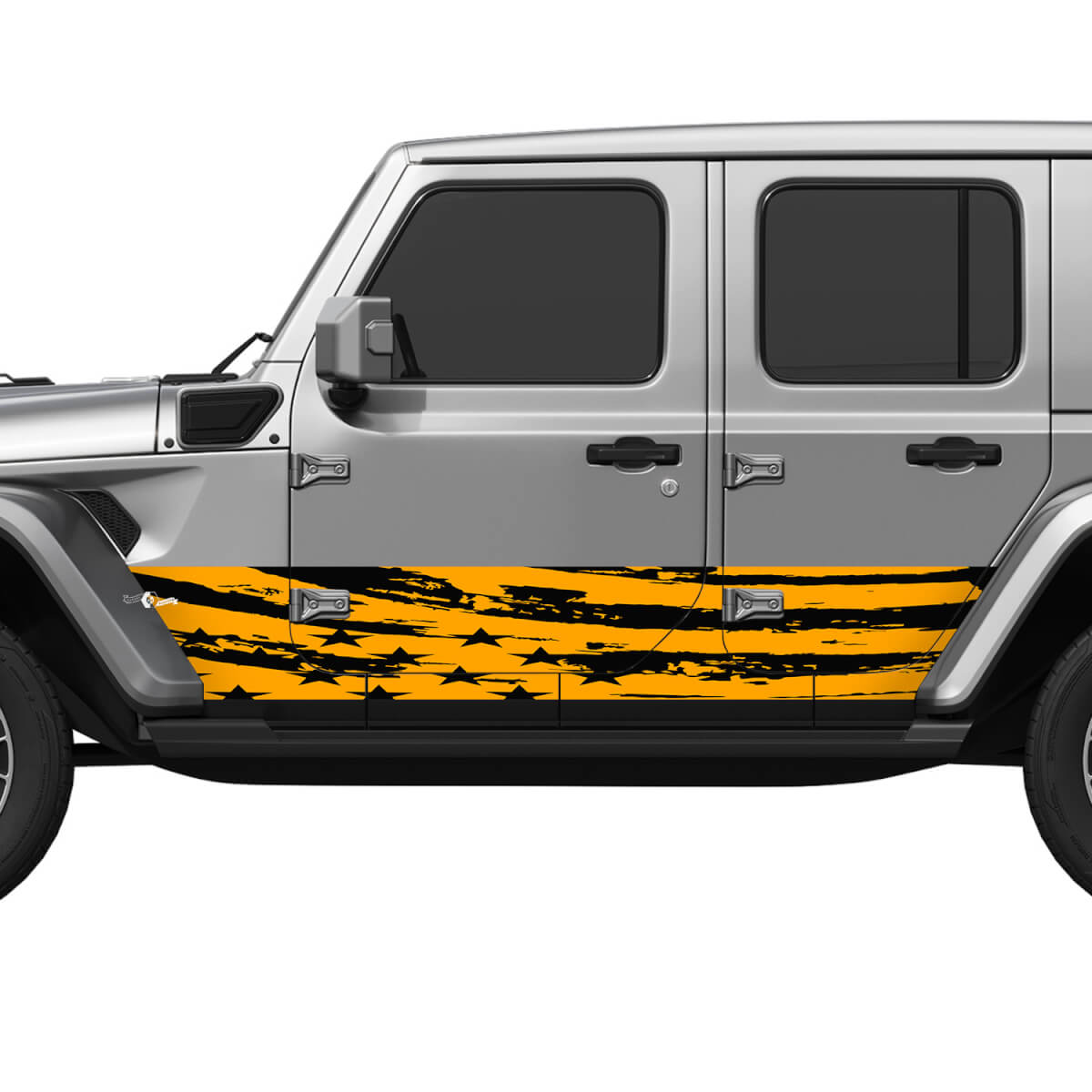 US Patriotique Flag en détresse Splash Wrap côté portes latérales en vinyle autocollant ajuster Jeep Wrangler 2
