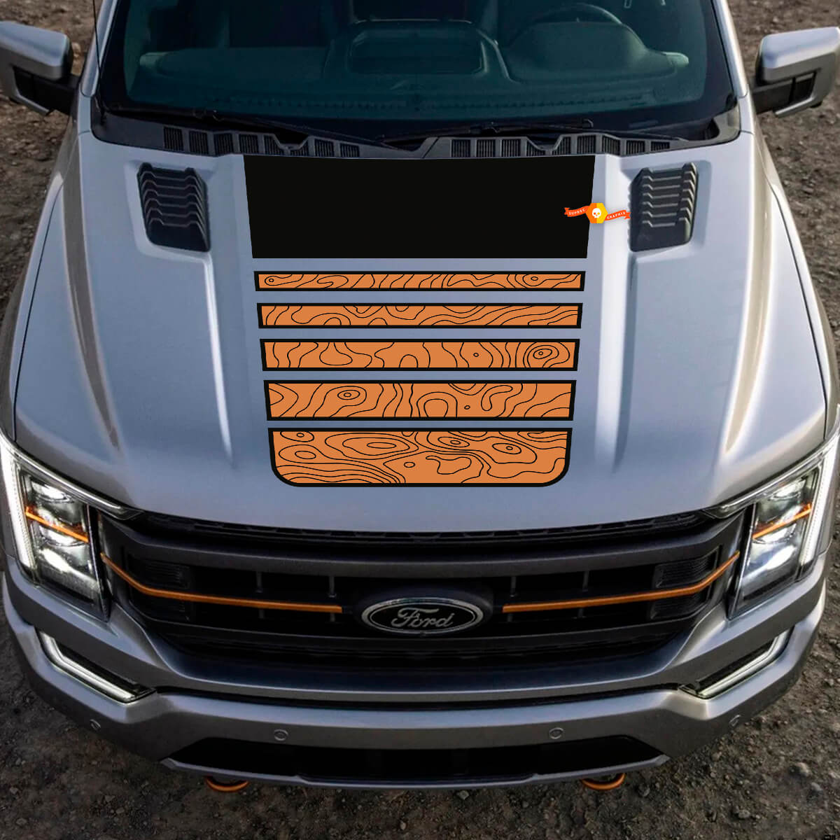 Ford F-150 Tremor Pickup Hood Central Graphics Topographic Map Ford Vinyl Decs 2 Couleurs
