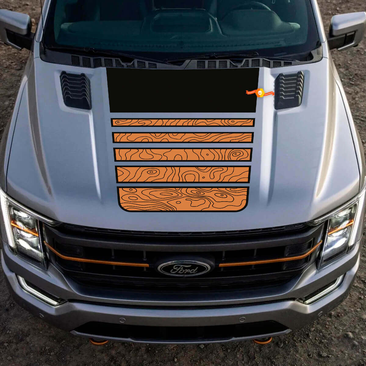 Autocollant Vinyle Bandes de Capot Carte Topographique pour Musclecar Truck Tremor