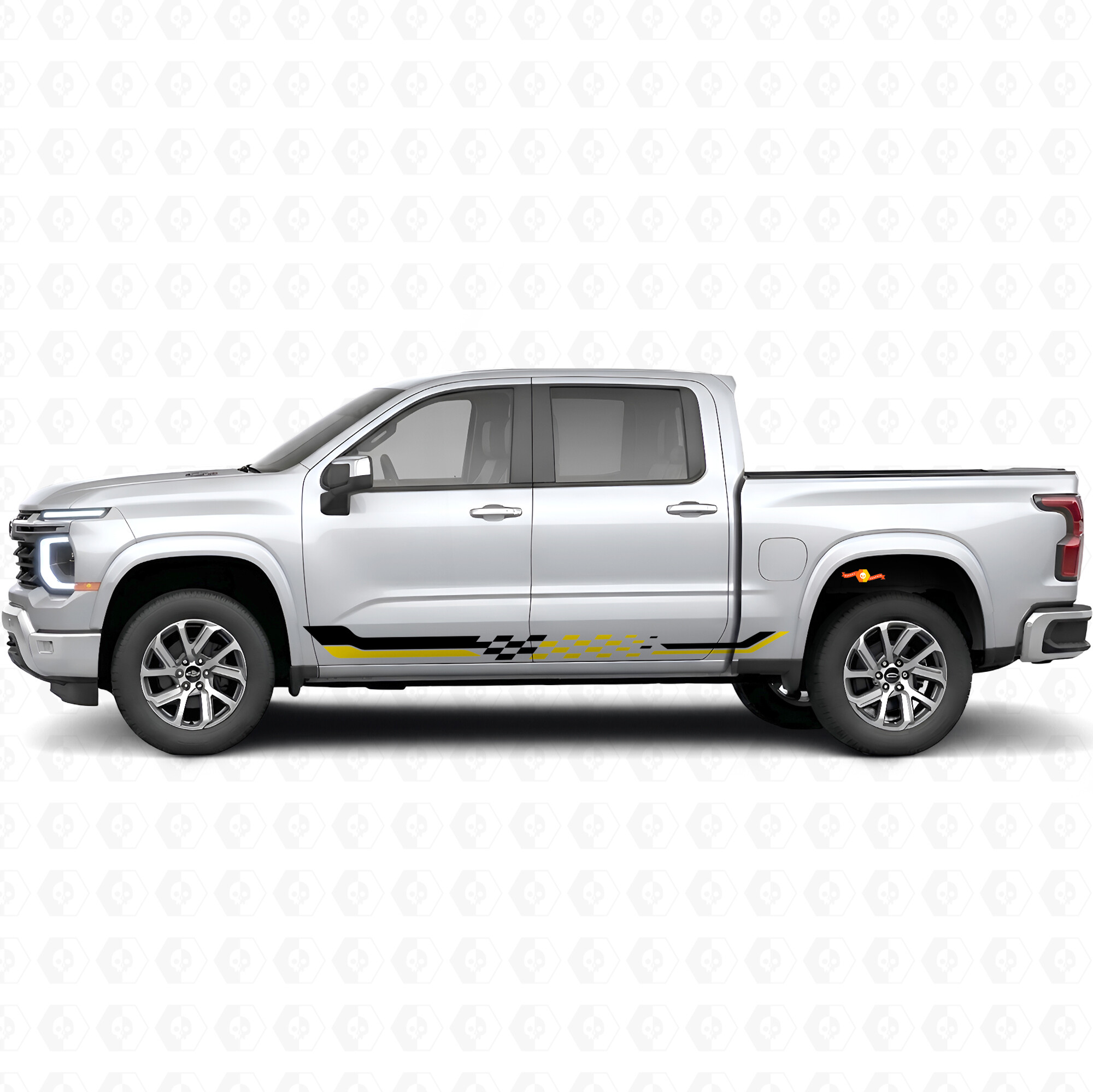 Bandes adhésives damier pour porte et bas de caisse pour Chevrolet Silverado 1500 Nouvelle Génération 2027