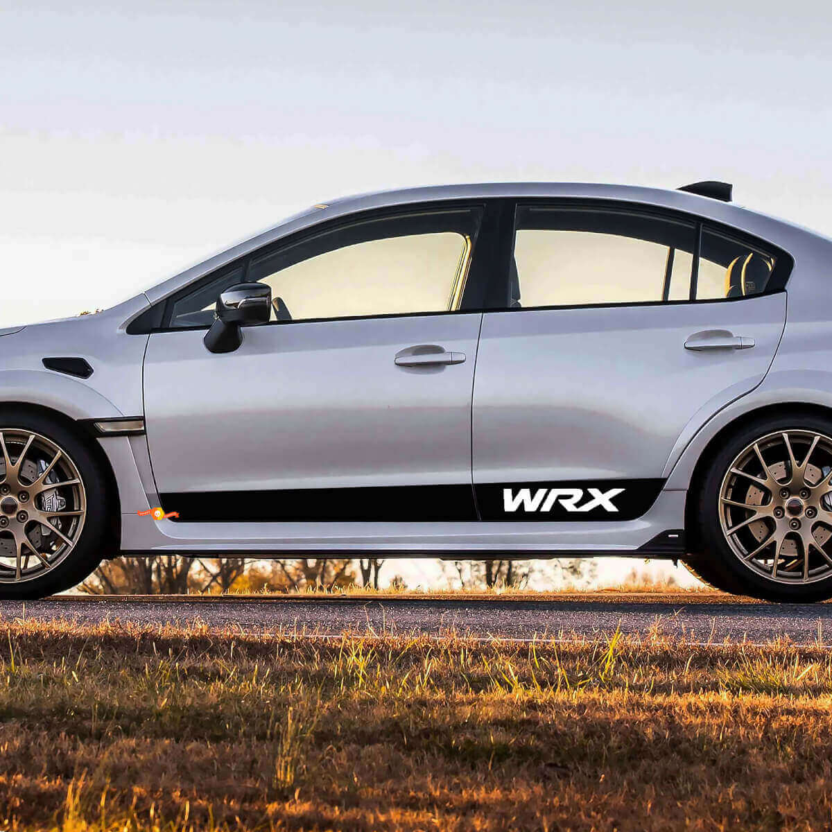 Paire une jupe latérale du panneau de bascule en vinyle Stripe Stripe Racing Vinyl Decal Sticker Fit Suba WRX
