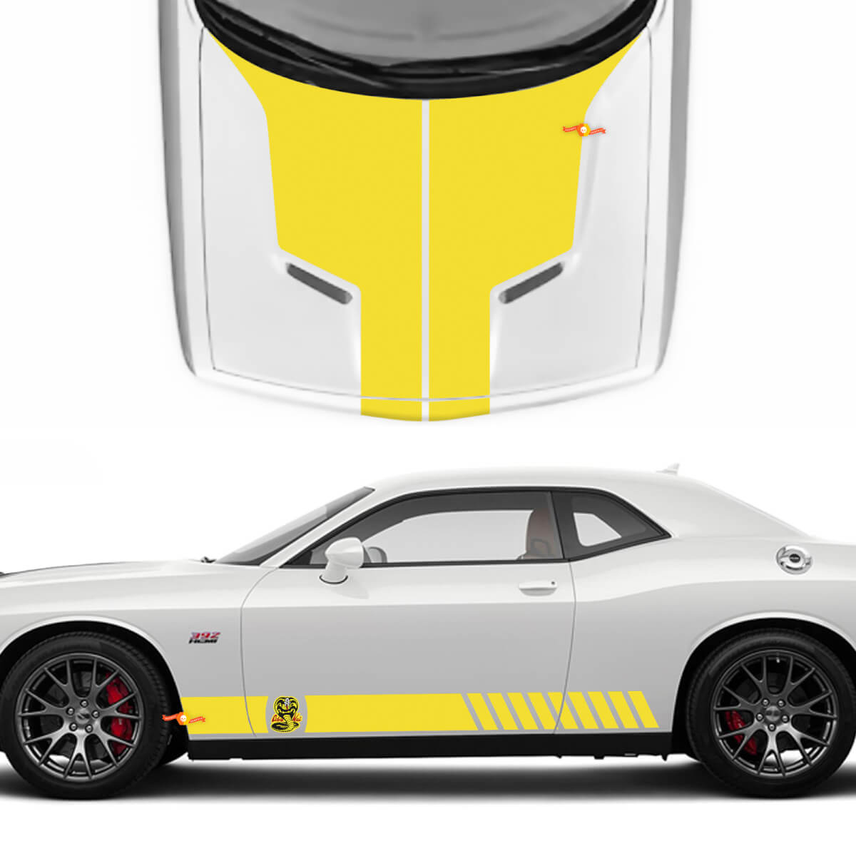 Décalcomanies latérales du capot pour Dodge Challenger Cobra Kai Style Vinyl Racing Decal Sticker
