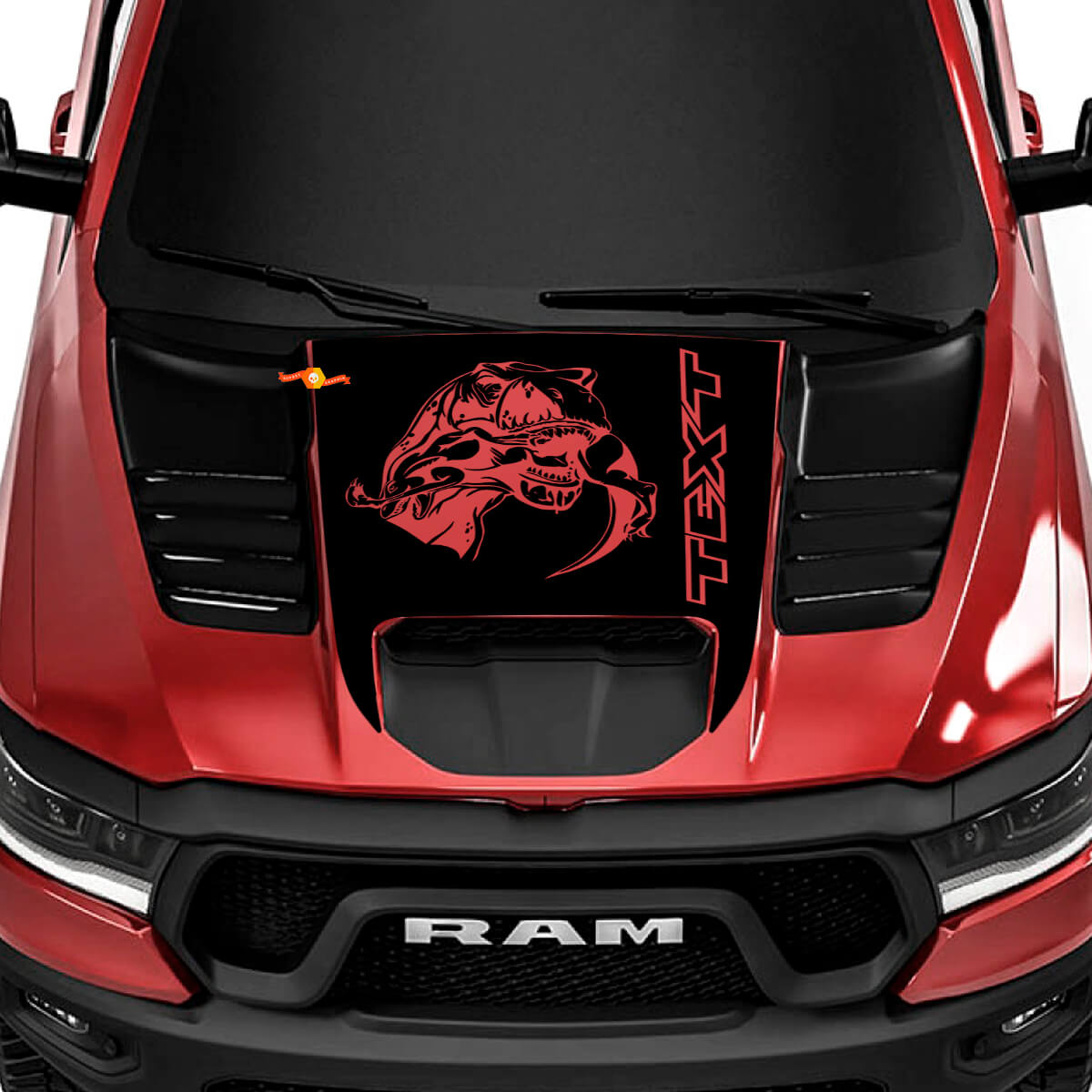 Début de capot style T-Rex autocollant vinyle pour camion Dodge Ram 1500 TRX