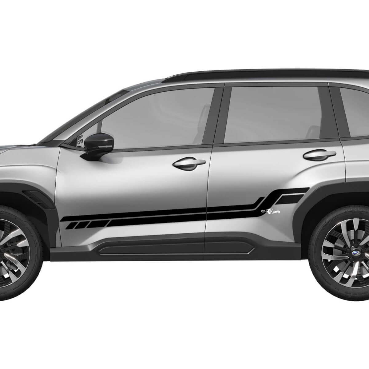 Portes latérales Bas de caisse Bandes de course Autocollant graphique en vinyle 3 pour Subaru