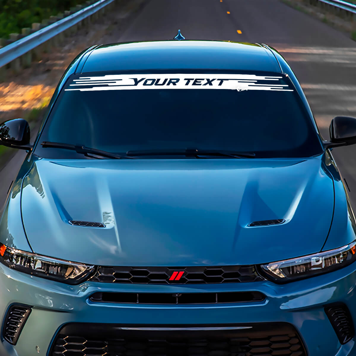 Lettrage personnalisé bords effilochés autocollant vinyle pare-brise pour Dodge Hornet