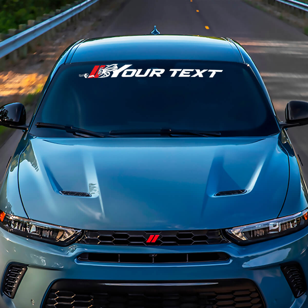 Autocollant Vinyle Bannière Pare-brise avec Logo Hornet et Texte Personnalisé pour Dodge Hornet