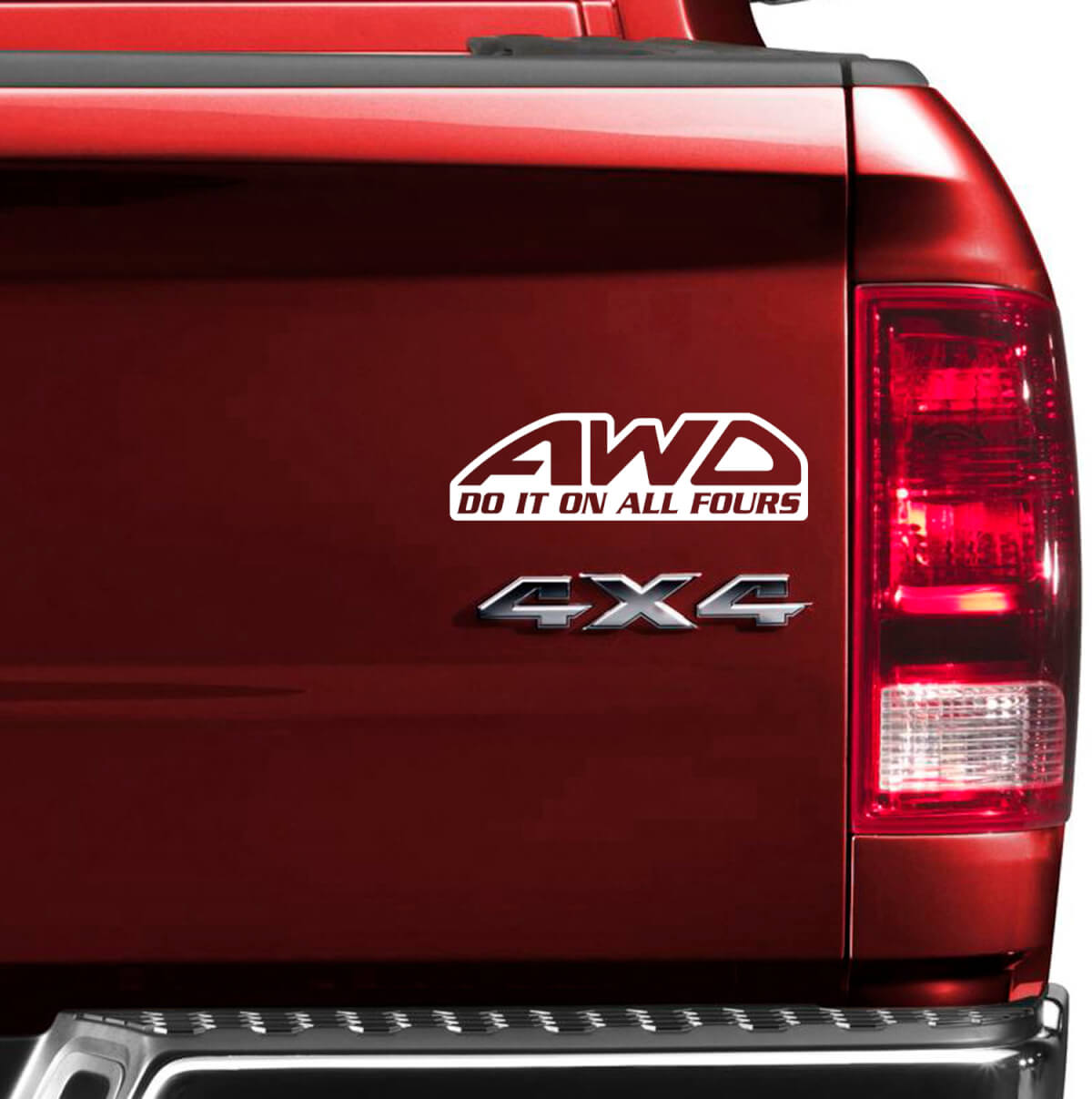 AWD Faites-le sur les Quatre Pattes Autocollant Vinyle Arrière Latéral de Camion Set