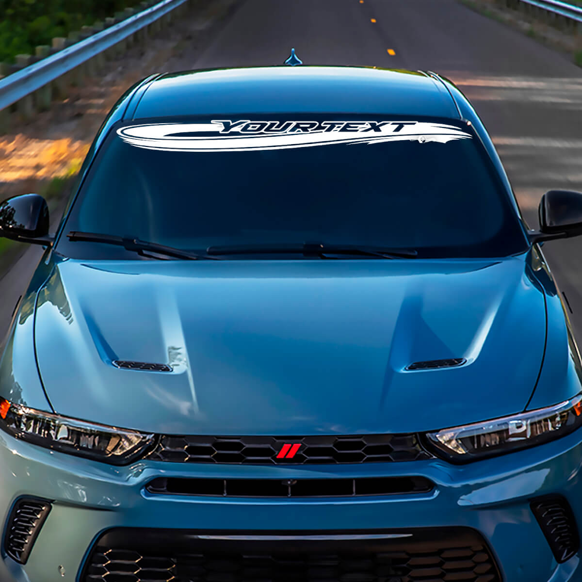 Autocollant en vinyle lettrage personnalisé style ondulé pour pare-brise Dodge Hornet