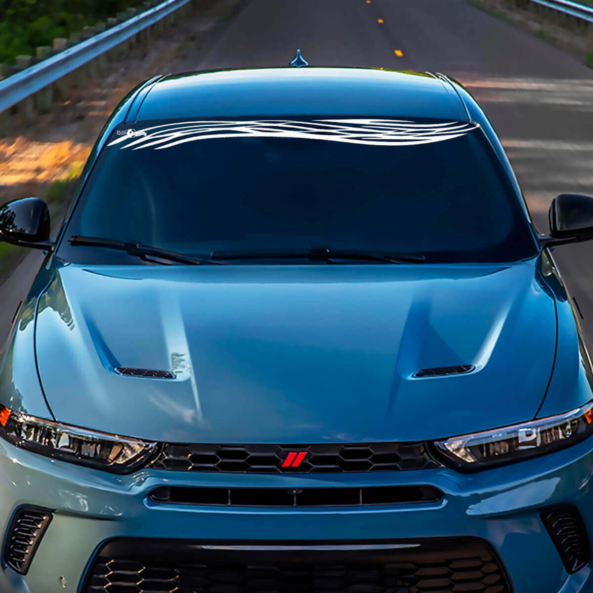 Sticker de décalcomanie de la bannière du pare-brise à vague - Graphiques en vinyle personnalisés ajustés à l'esquive Hornet
