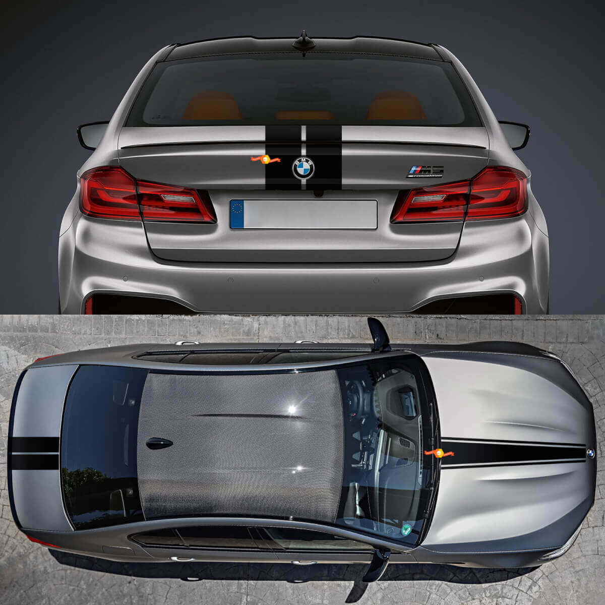 Kit de décalcomanies vinyle bandes de course pour capot et coffre BMW M5 G90
