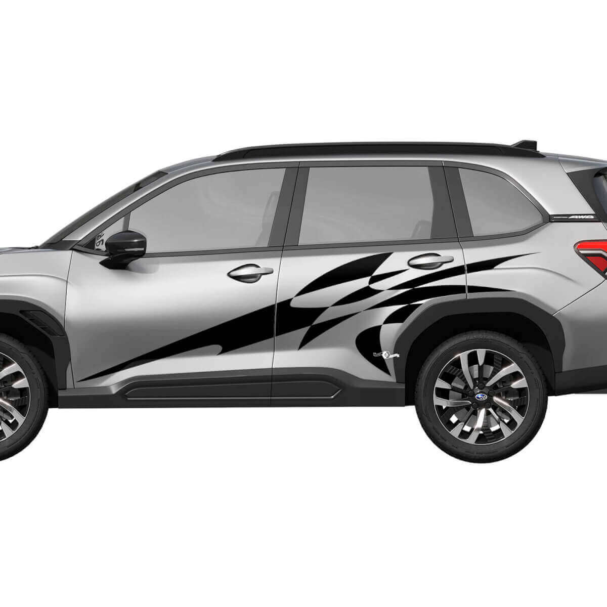 Autocollant vinyle bandes de course abstraites portes latérales pour Subaru Forester