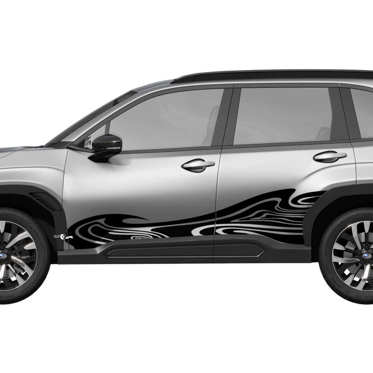 Bandes de course ondulées pour portières latérales - Autocollant en vinyle - Autocollant graphique ajustement universel pour Subaru Forester 1
