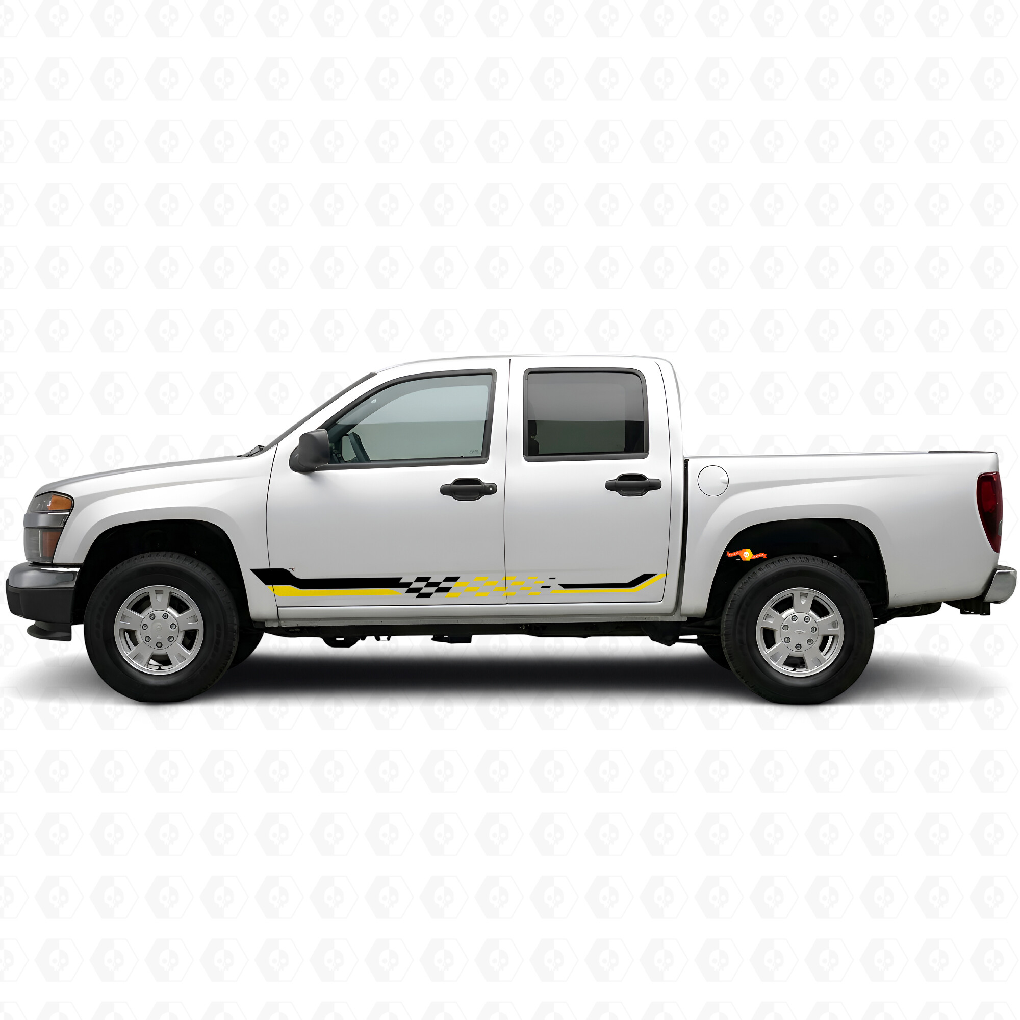 Bandes Vinyles Damier pour Portes de Course et Bas de Caisse pour Chevrolet Colorado 1re Gén 2004-2012