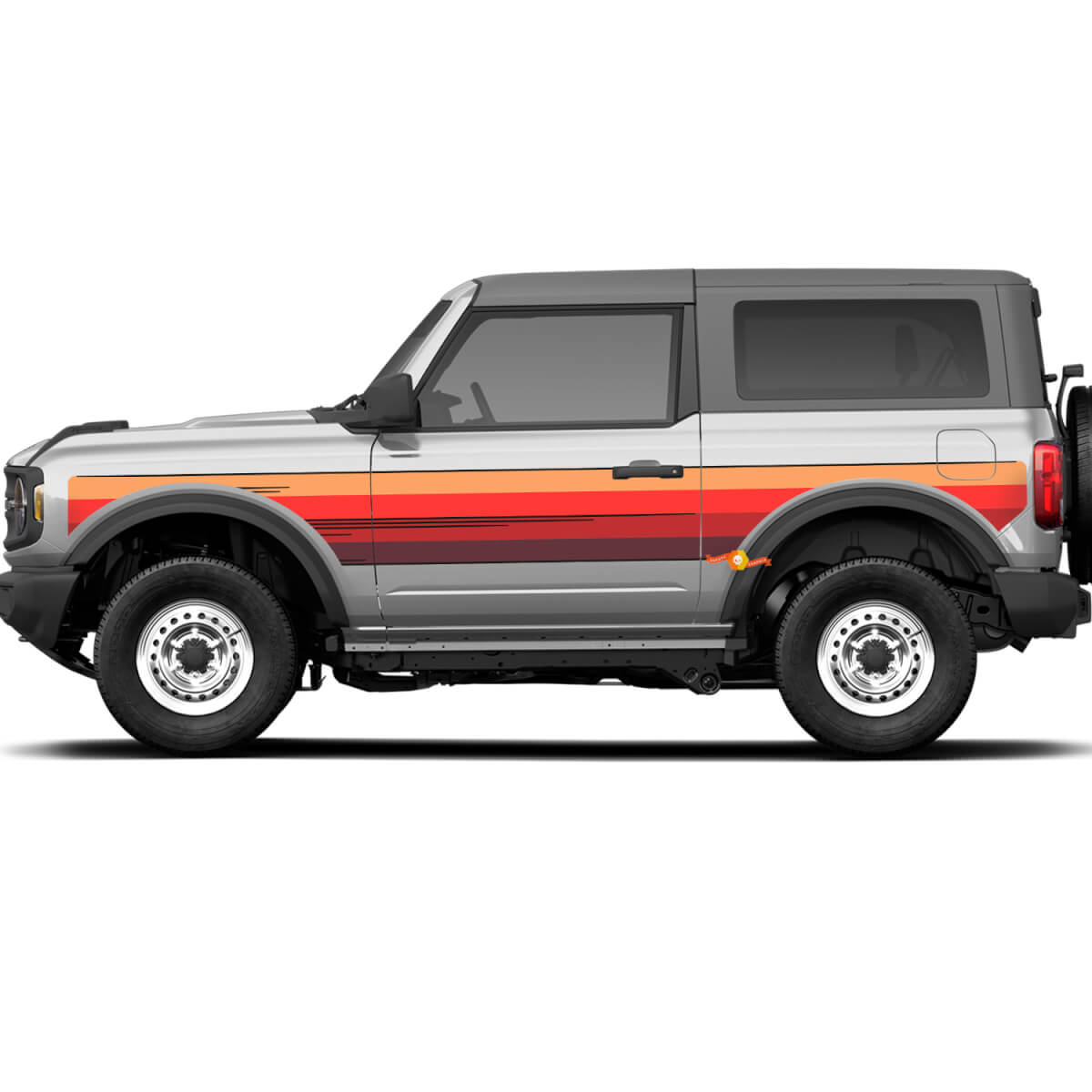 Paire la porte latérale rétro Vintage Stripes en vinyle Stickers Stickers pour Ford Bronco 2
