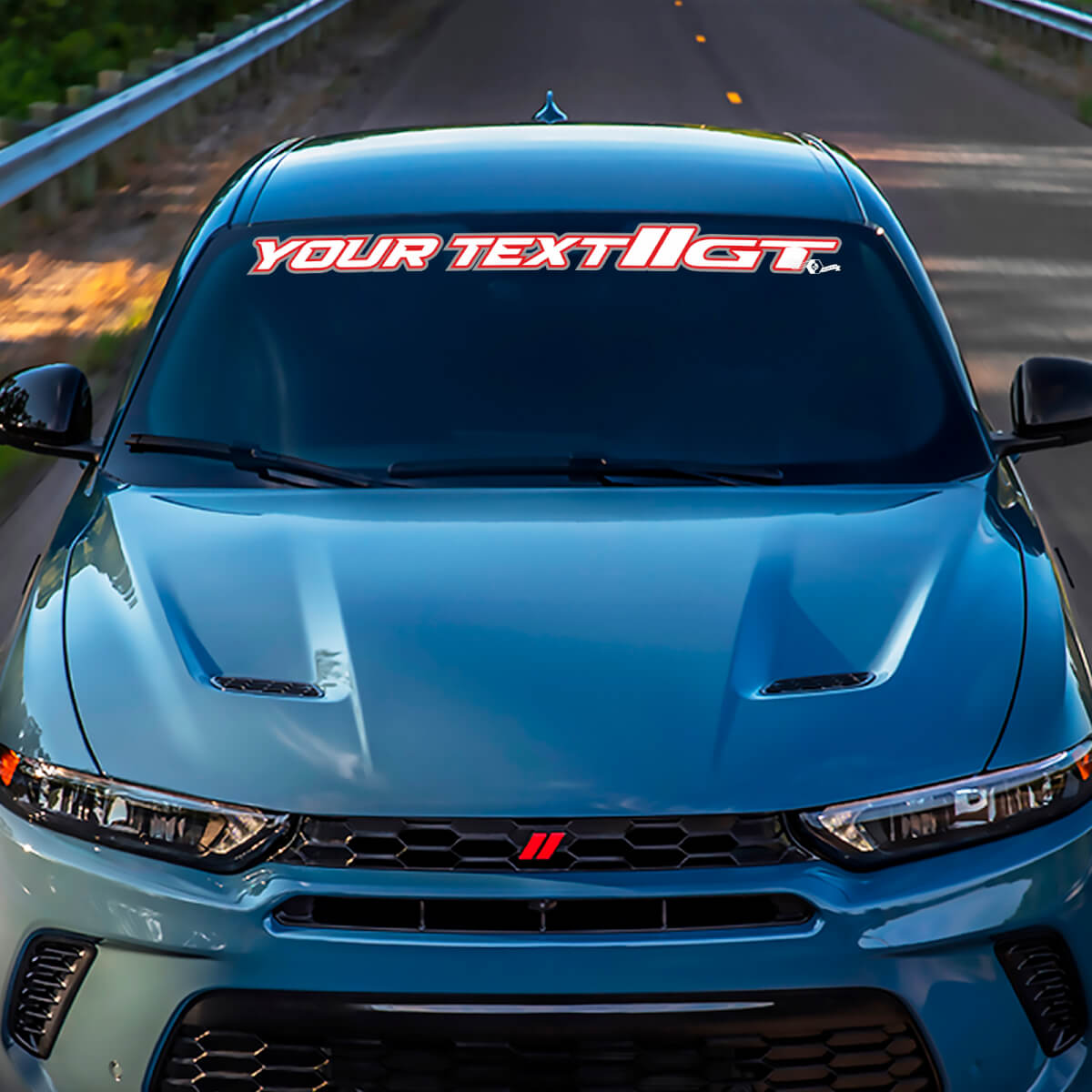 Autocollant en vinyle avec lettrage en relief style GT pour pare-brise Dodge Hornet