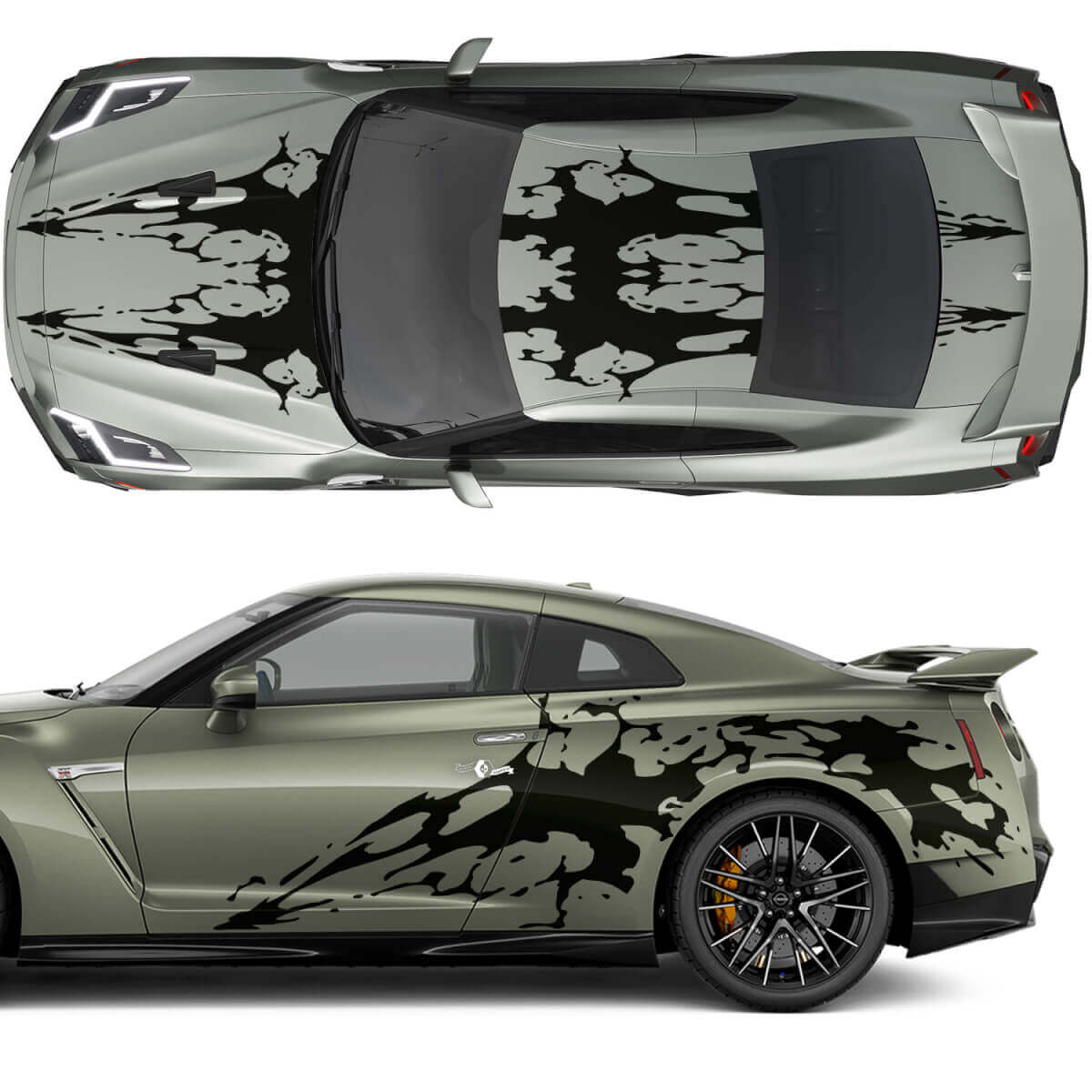 Hood et côtés Double sang graphiques rayures kit de décalcomanie pour Nissan GT-R
