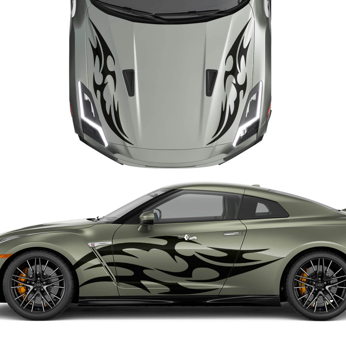 Hood and Sides Double tatouage Tatoo Graphics Stripes Decal Kit pour Nissan GT-R
