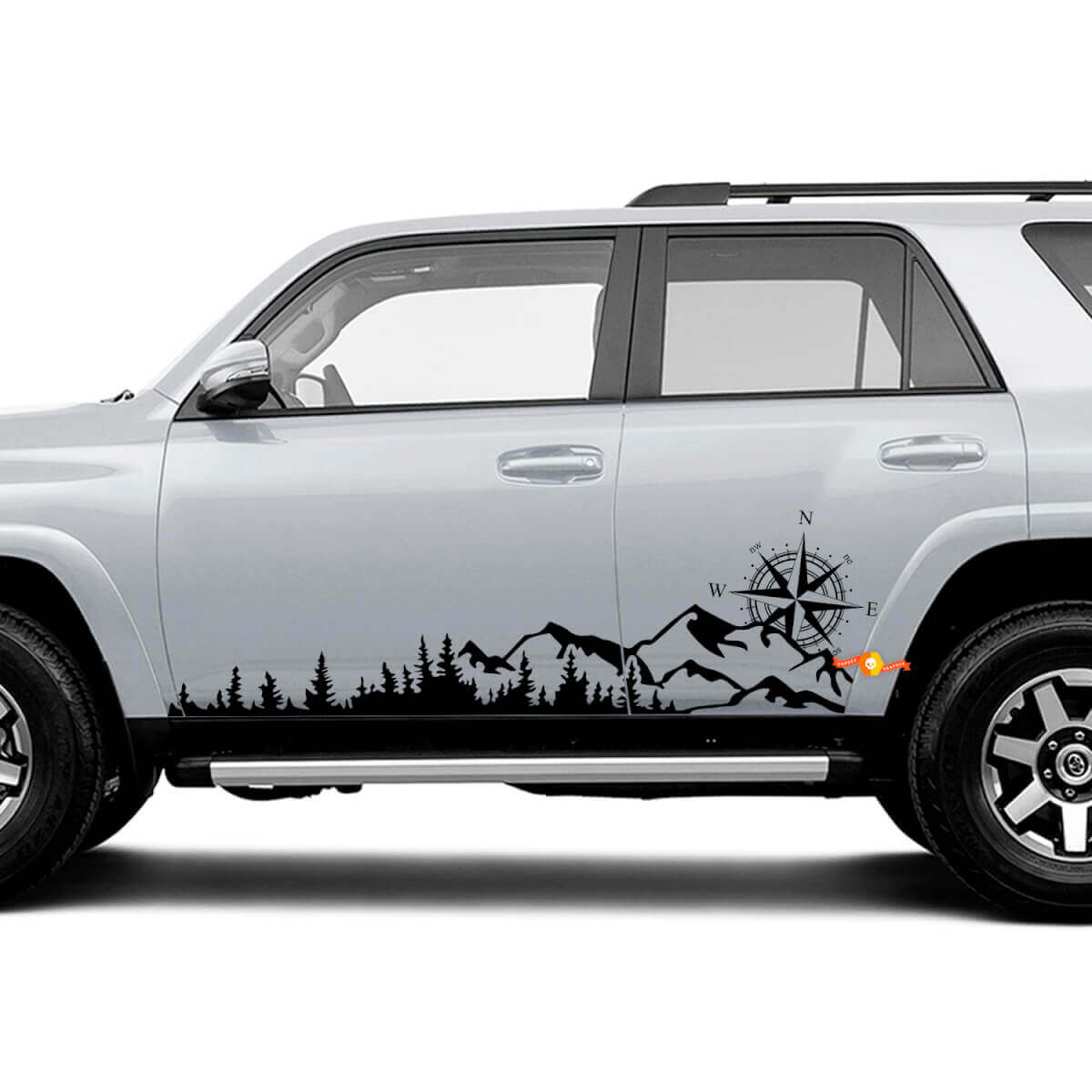 Kit d'autocollants latéraux en vinyle Montagnes & Boussole pour Toyota 4Runner Tacoma Tundra